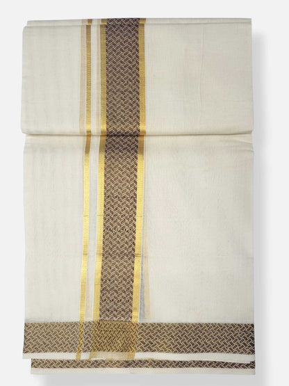 Premium Wedding Handloom Balaramapuram Unaakupaavu Kasavu Mundu for Men