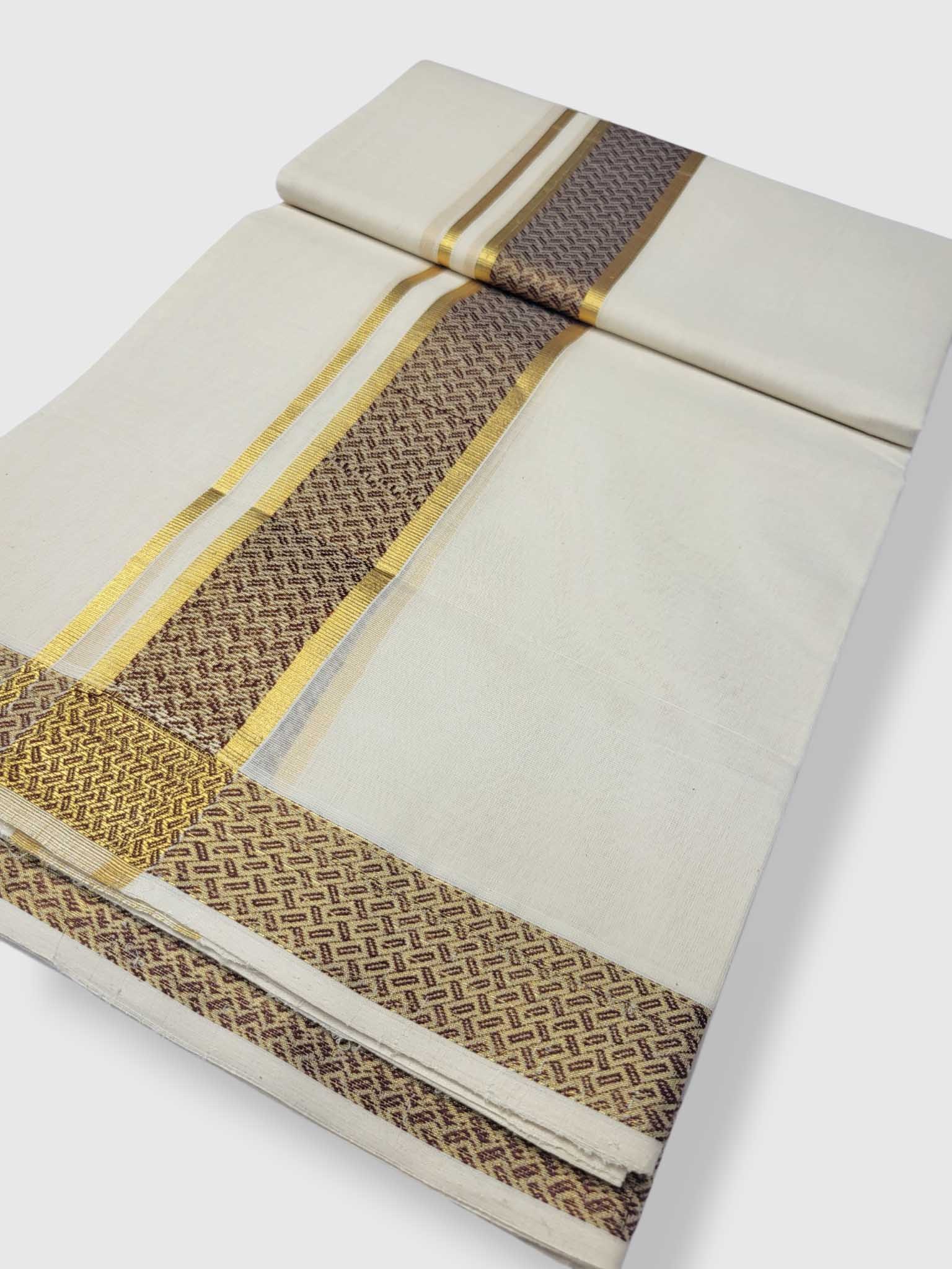 Premium Wedding Handloom Balaramapuram Unaakupaavu Kasavu Mundu for Men