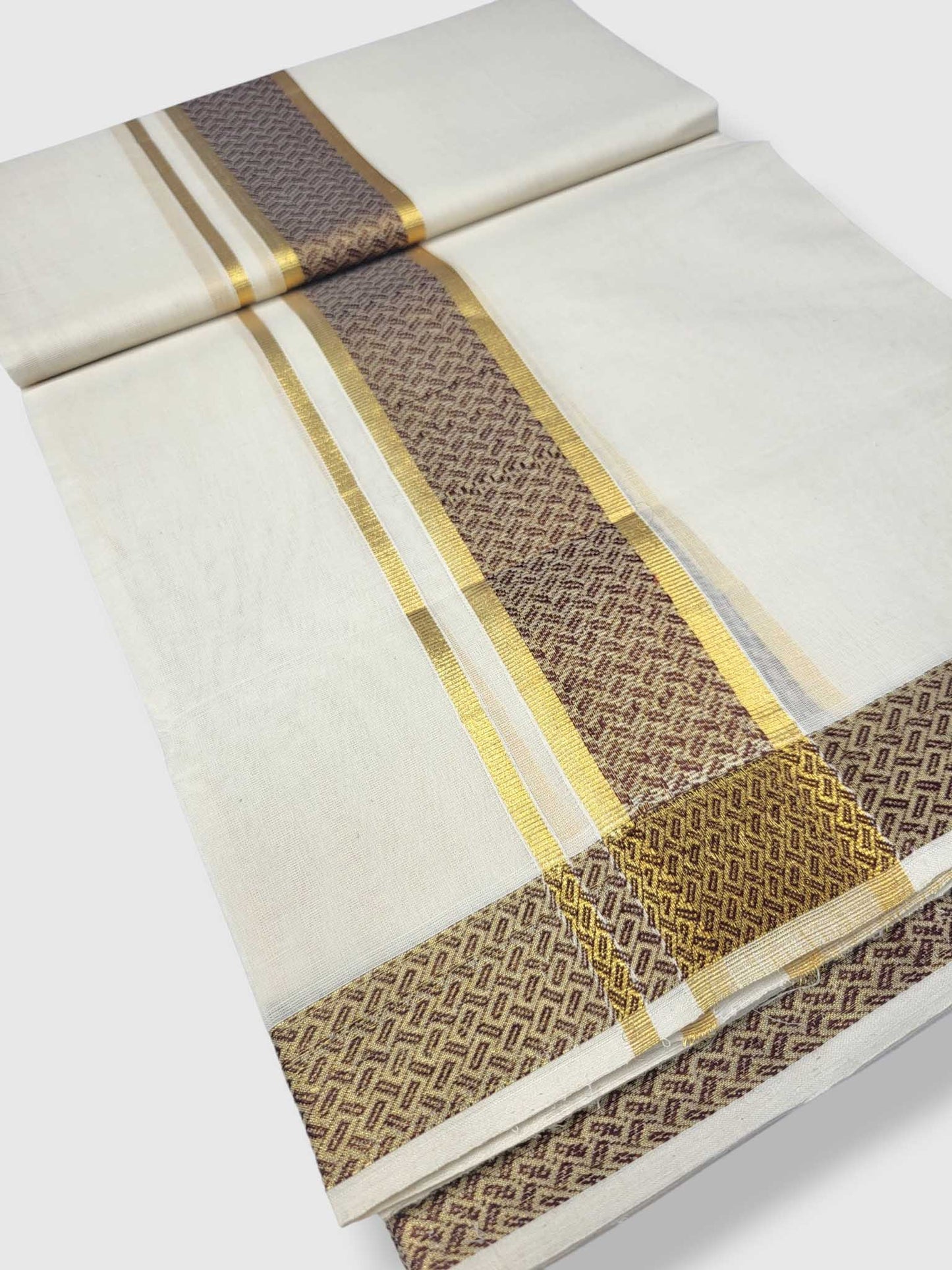 Premium Wedding Handloom Balaramapuram Unaakupaavu Kasavu Mundu for Men