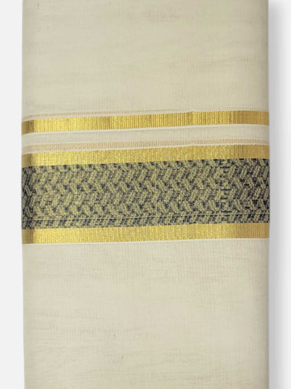 Premium Wedding Handloom Balaramapuram Unaakupaavu Kasavu Mundu for Men