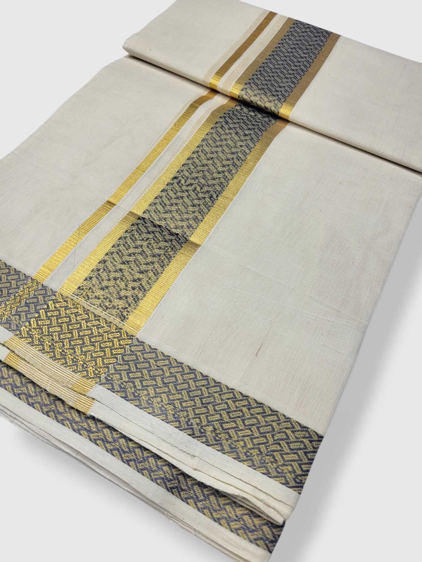 Premium Wedding Handloom Balaramapuram Unaakupaavu Kasavu Mundu for Men