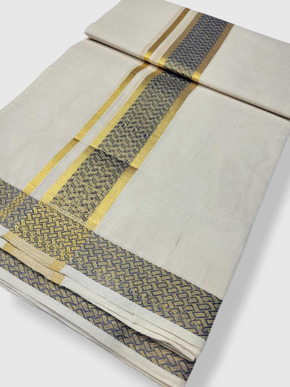 Premium Wedding Handloom Balaramapuram Unaakupaavu Kasavu Mundu for Men