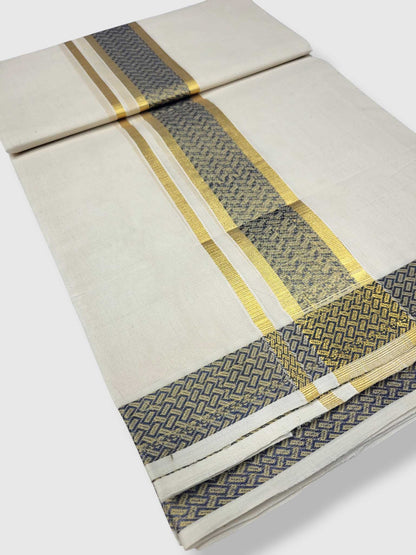 Premium Wedding Handloom Balaramapuram Unaakupaavu Kasavu Mundu for Men