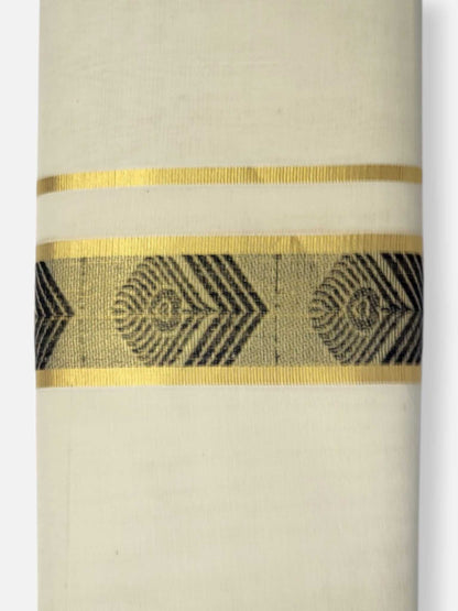 Premium Wedding Handloom Balaramapuram Unaakupaavu Kasavu Mundu for Men