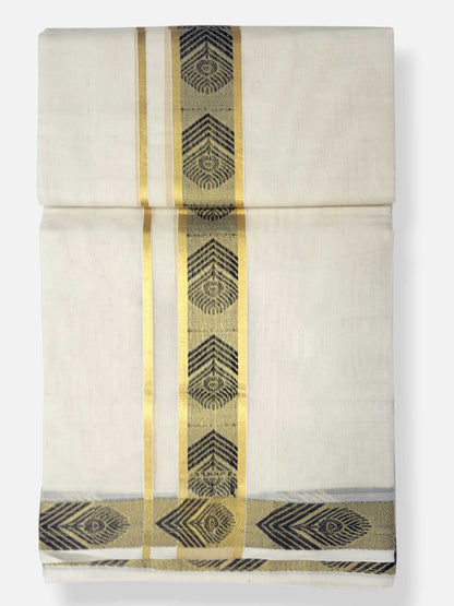 Premium Wedding Handloom Balaramapuram Unaakupaavu Kasavu Mundu for Men