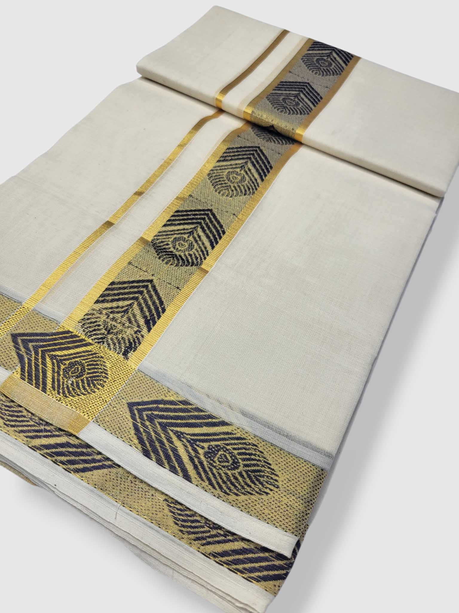 Premium Wedding Handloom Balaramapuram Unaakupaavu Kasavu Mundu for Men