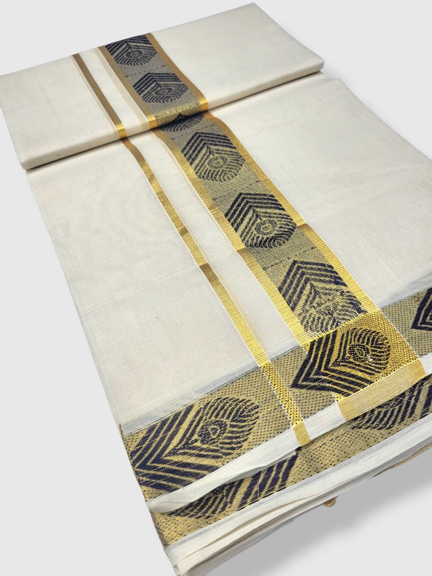Premium Wedding Handloom Balaramapuram Unaakupaavu Kasavu Mundu for Men