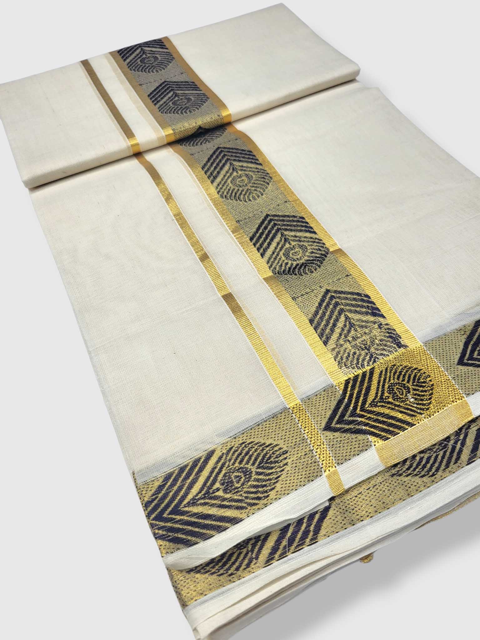 Premium Wedding Handloom Balaramapuram Unaakupaavu Kasavu Mundu for Men