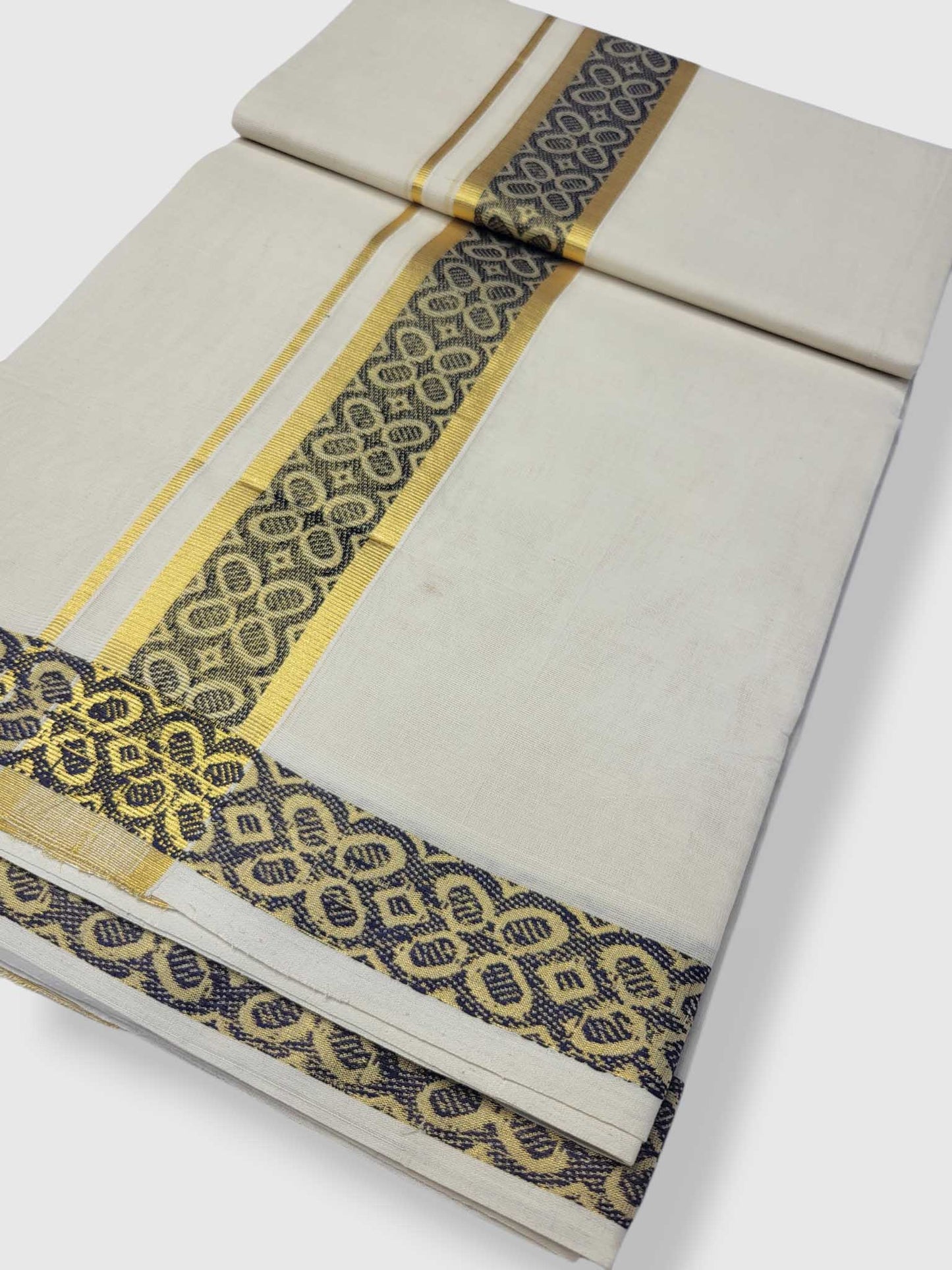 Premium Wedding Handloom Balaramapuram Unaakupaavu Kasavu Mundu for Men