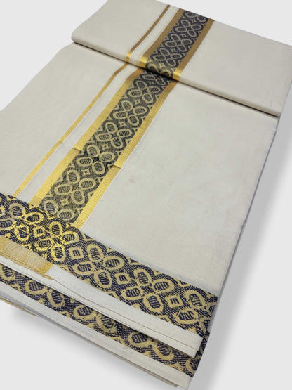 Premium Wedding Handloom Balaramapuram Unaakupaavu Kasavu Mundu for Men