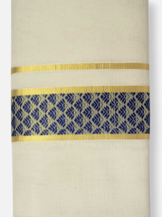 Premium Wedding Handloom Balaramapuram Unaakupaavu Kasavu Mundu for Men