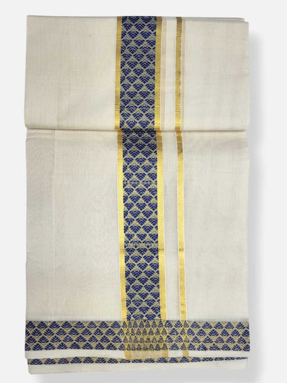 Premium Wedding Handloom Balaramapuram Unaakupaavu Kasavu Mundu for Men
