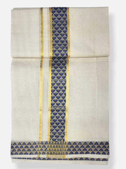 Premium Wedding Handloom Balaramapuram Unaakupaavu Kasavu Mundu for Men