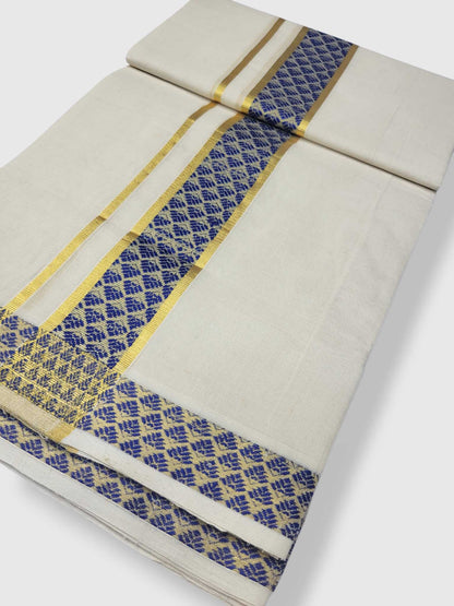 Premium Wedding Handloom Balaramapuram Unaakupaavu Kasavu Mundu for Men