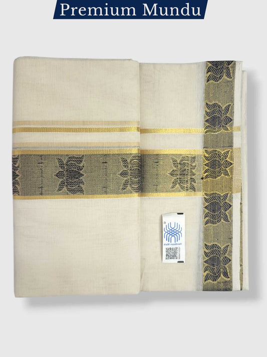Premium Wedding Handloom Balaramapuram Unaakupaavu Kasavu Mundu for Men