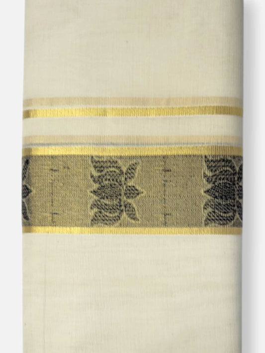 Premium Wedding Handloom Balaramapuram Unaakupaavu Kasavu Mundu for Men