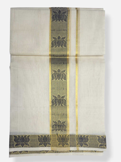 Premium Wedding Handloom Balaramapuram Unaakupaavu Kasavu Mundu for Men