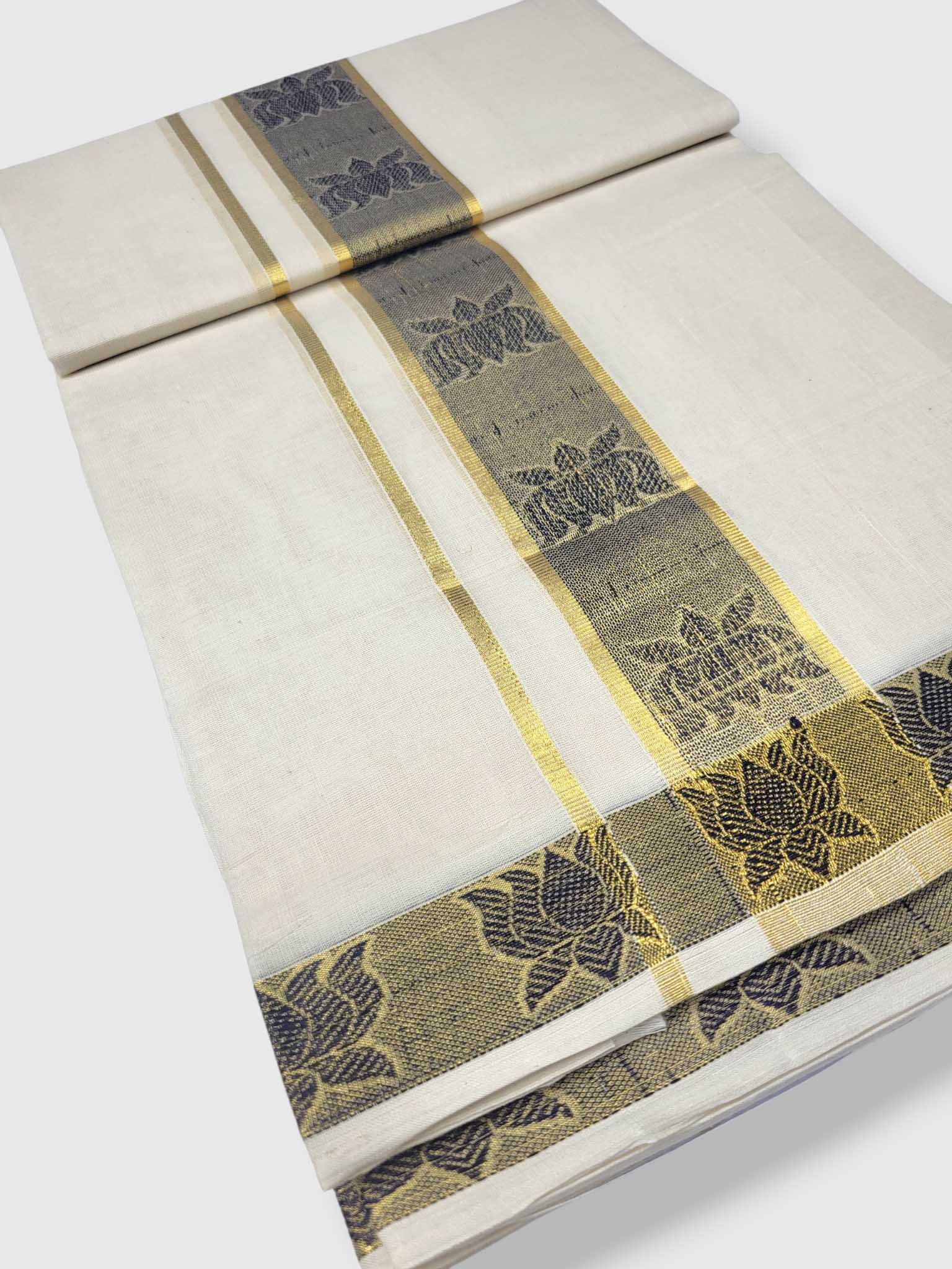 Premium Wedding Handloom Balaramapuram Unaakupaavu Kasavu Mundu for Men