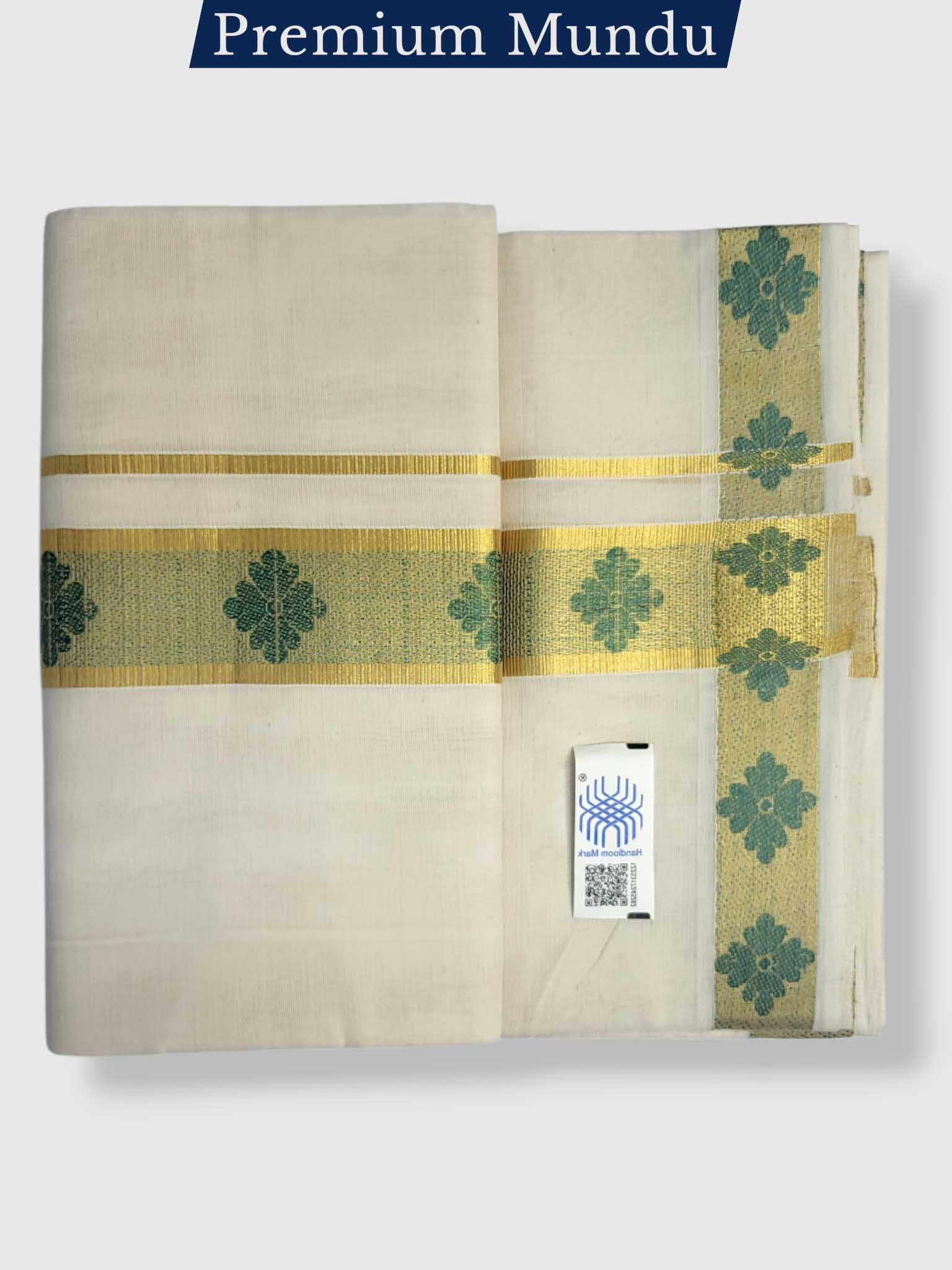 Premium Wedding Handloom Balaramapuram Unaakupaavu Kasavu Mundu for Men