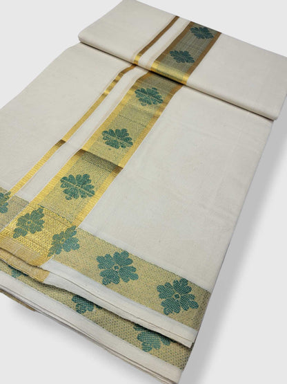 Premium Wedding Handloom Balaramapuram Unaakupaavu Kasavu Mundu for Men