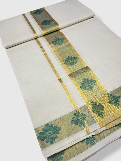 Premium Wedding Handloom Balaramapuram Unaakupaavu Kasavu Mundu for Men