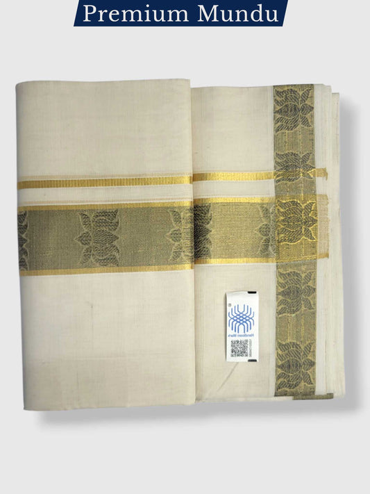 Premium Wedding Handloom Balaramapuram Unaakupaavu Kasavu Mundu for Men