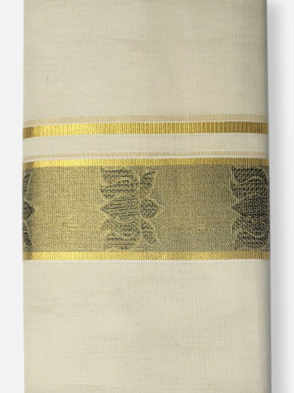 Premium Wedding Handloom Balaramapuram Unaakupaavu Kasavu Mundu for Men
