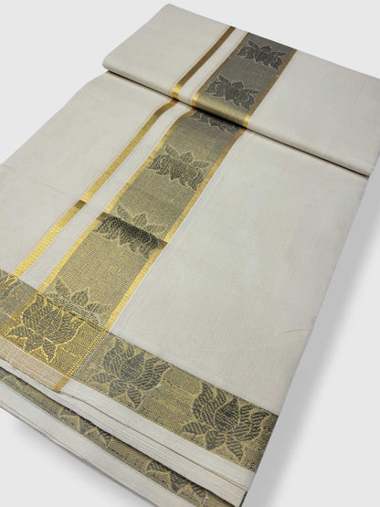 Premium Wedding Handloom Balaramapuram Unaakupaavu Kasavu Mundu for Men