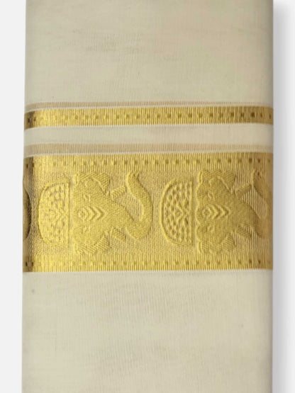 Premium Wedding Handloom Balaramapuram Unaakupaavu Kasavu Mundu for Men