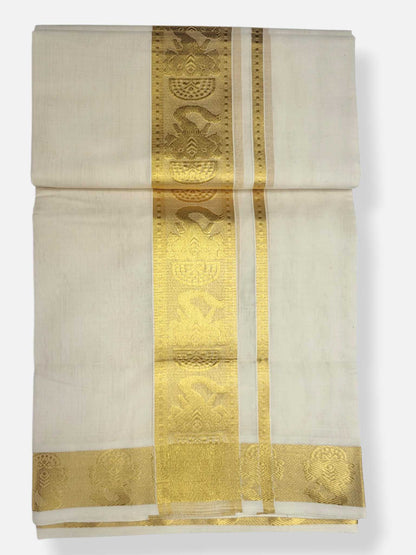 Premium Wedding Handloom Balaramapuram Unaakupaavu Kasavu Mundu for Men