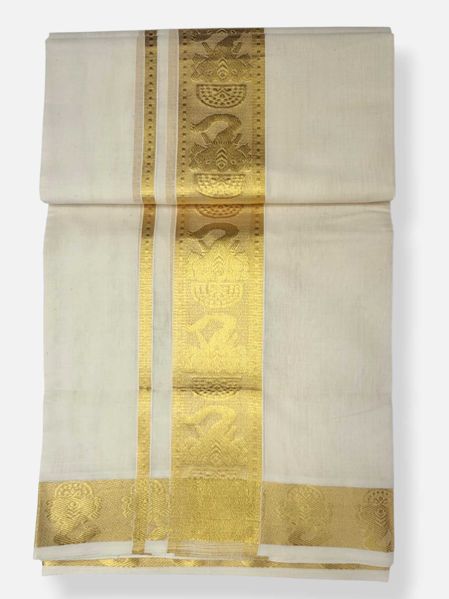 Premium Wedding Handloom Balaramapuram Unaakupaavu Kasavu Mundu for Men