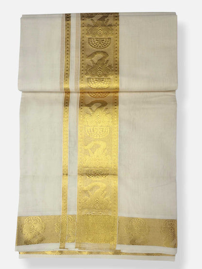 Premium Wedding Handloom Balaramapuram Unaakupaavu Kasavu Mundu for Men