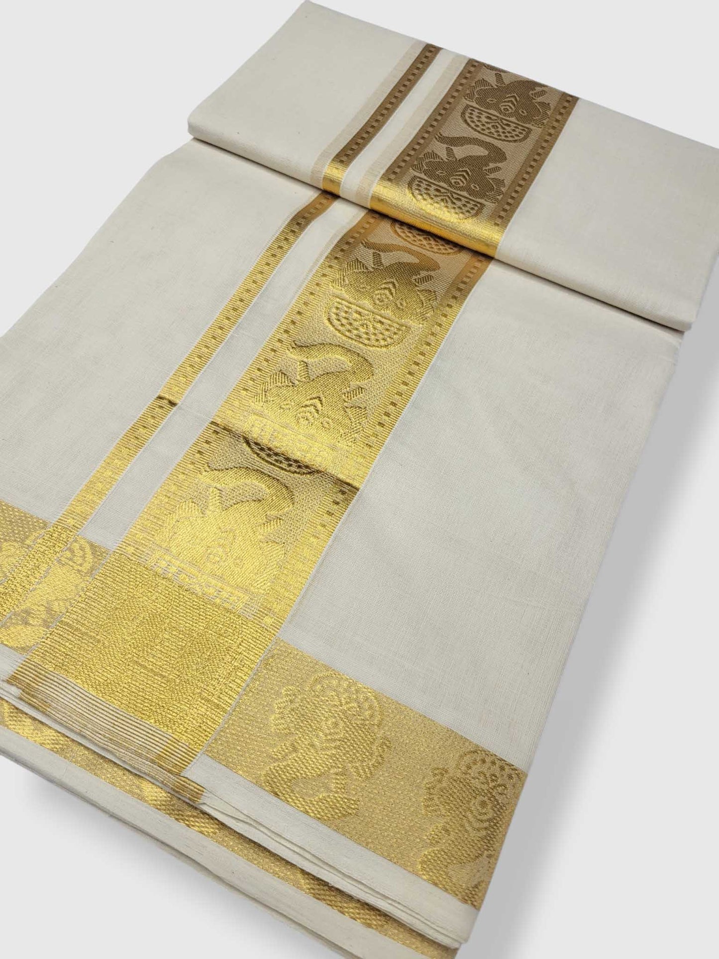 Premium Wedding Handloom Balaramapuram Unaakupaavu Kasavu Mundu for Men