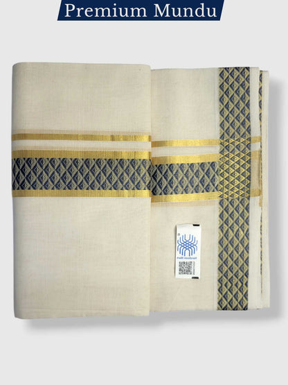 Premium Wedding Handloom Balaramapuram Unaakupaavu Kasavu Mundu for Men