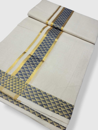 Premium Wedding Handloom Balaramapuram Unaakupaavu Kasavu Mundu for Men