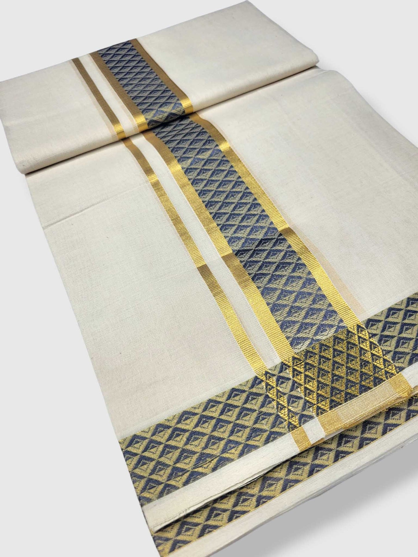 Premium Wedding Handloom Balaramapuram Unaakupaavu Kasavu Mundu for Men