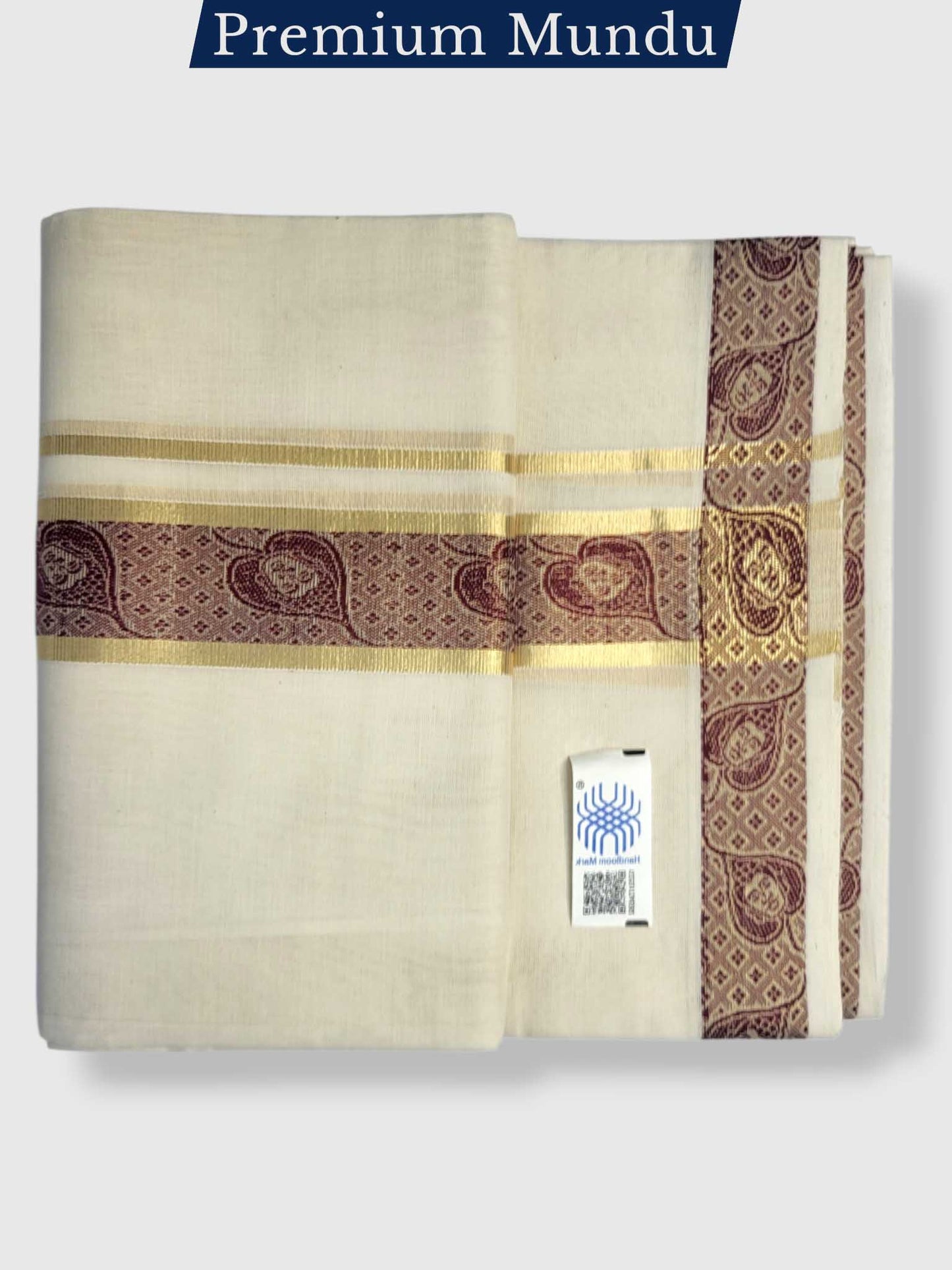 Premium Wedding Handloom Balaramapuram Unaakupaavu Kasavu Mundu for Men