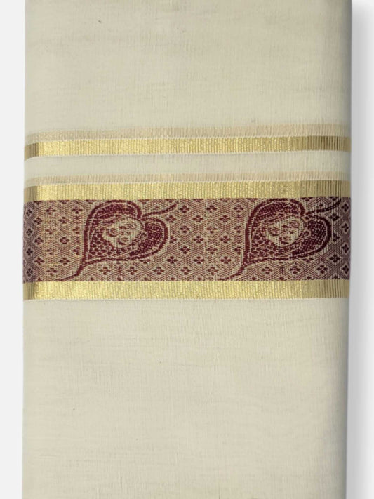 Premium Wedding Handloom Balaramapuram Unaakupaavu Kasavu Mundu for Men