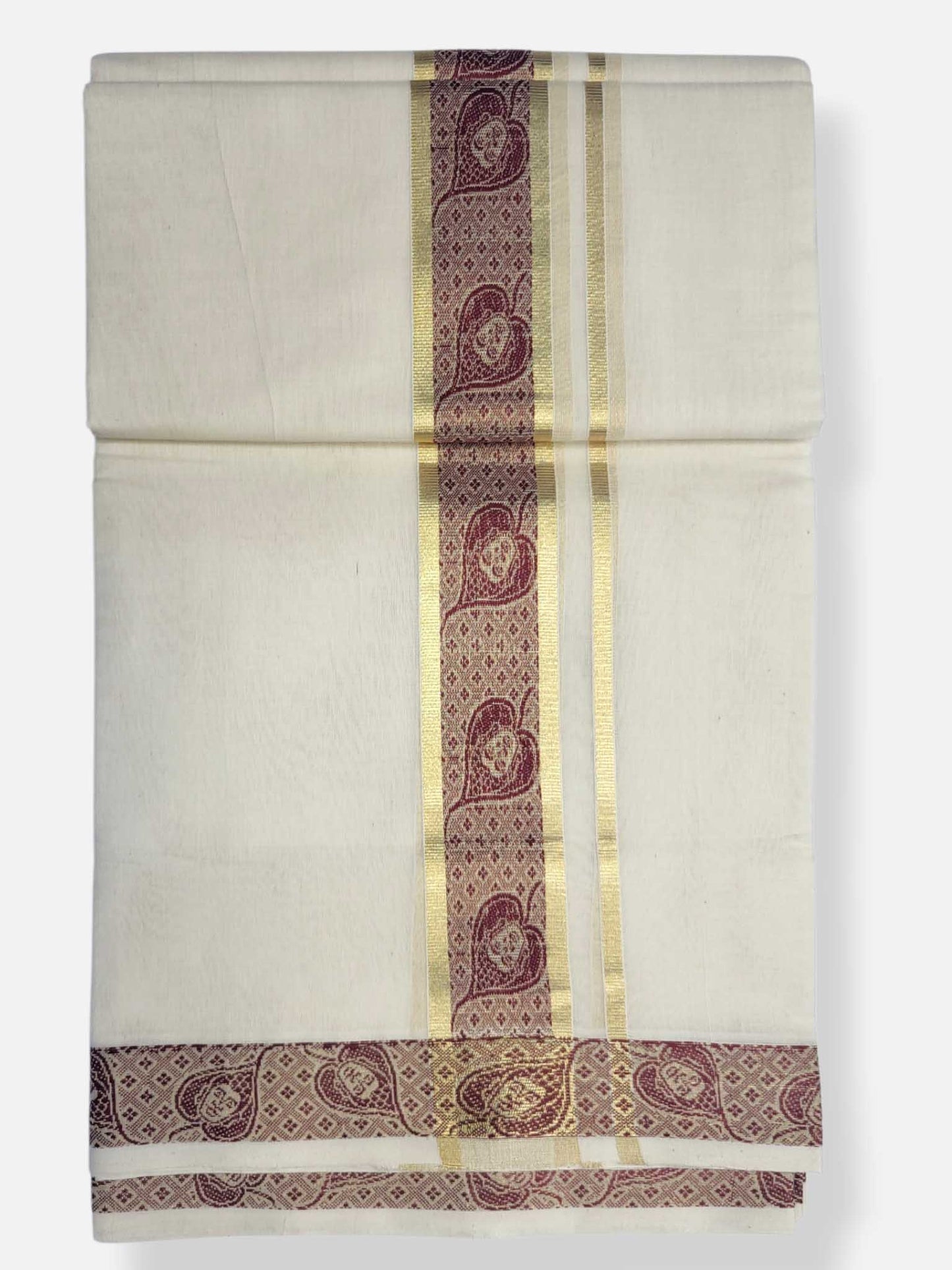 Premium Wedding Handloom Balaramapuram Unaakupaavu Kasavu Mundu for Men