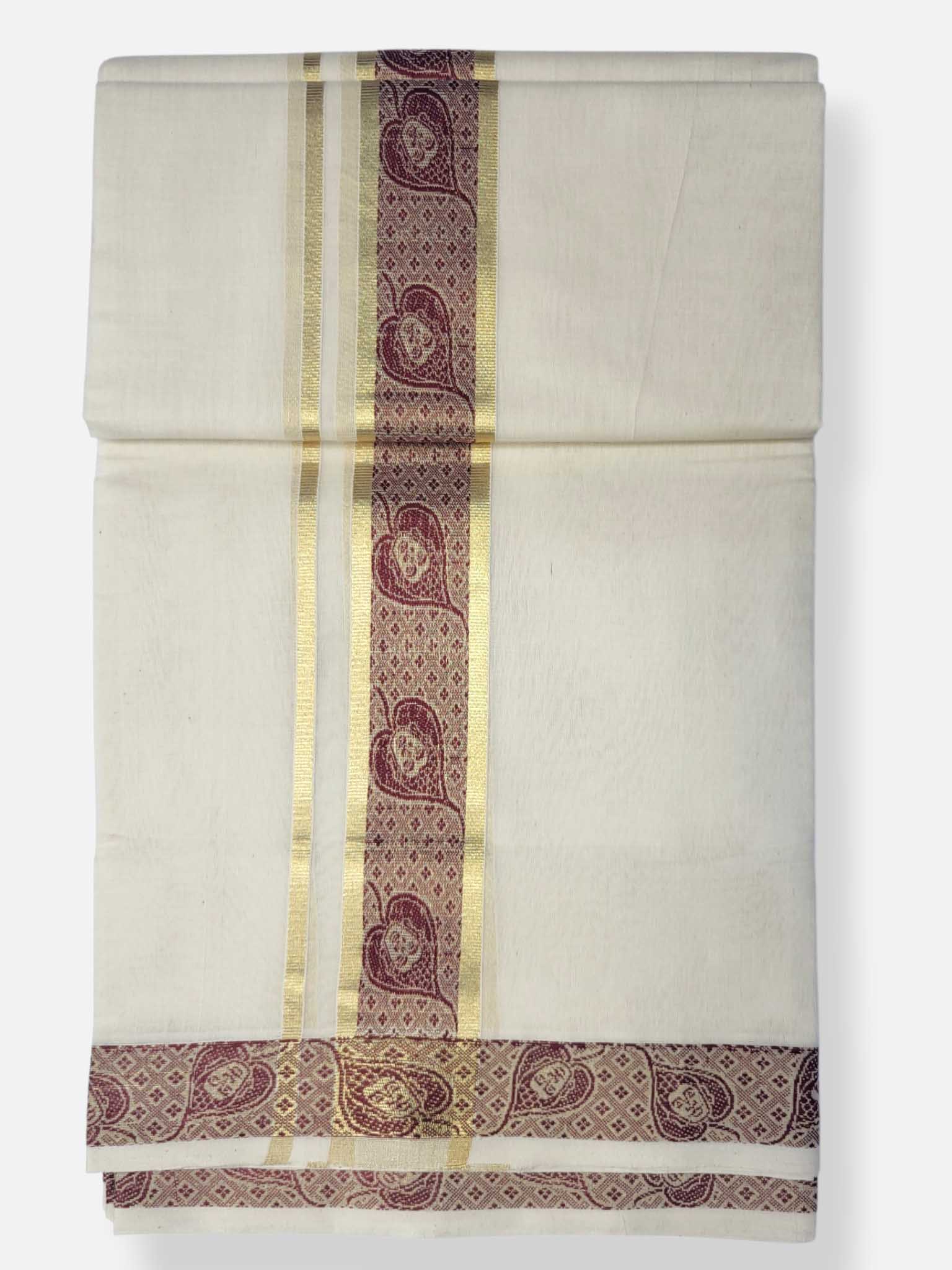 Premium Wedding Handloom Balaramapuram Unaakupaavu Kasavu Mundu for Men