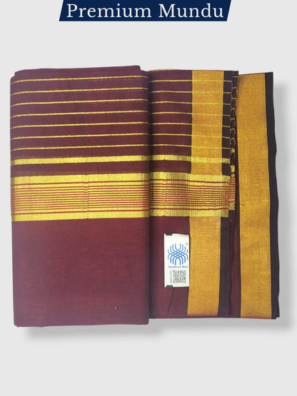 Premium Wedding Handloom Balaramapuram Unaakupaavu Kasavu Mundu for Men