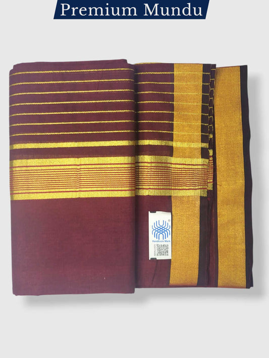 Premium Wedding Handloom Balaramapuram Unaakupaavu Kasavu Mundu for Men