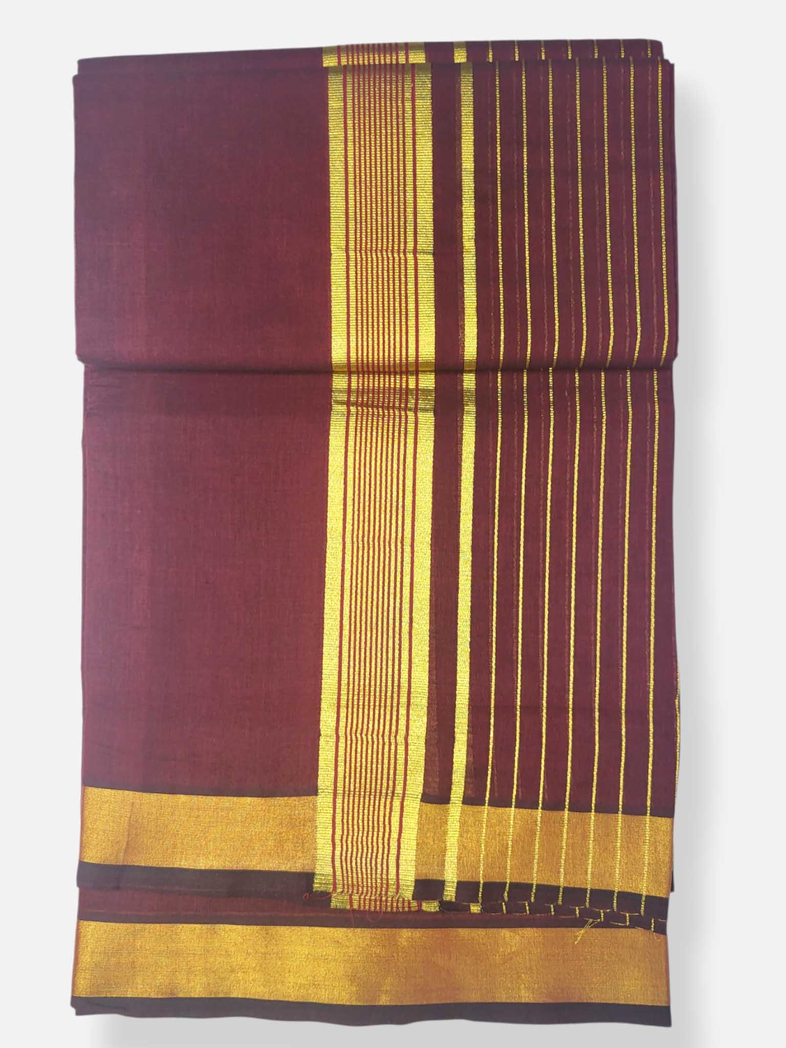 Premium Wedding Handloom Balaramapuram Unaakupaavu Kasavu Mundu for Men