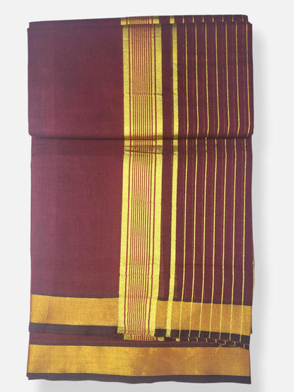 Premium Wedding Handloom Balaramapuram Unaakupaavu Kasavu Mundu for Men