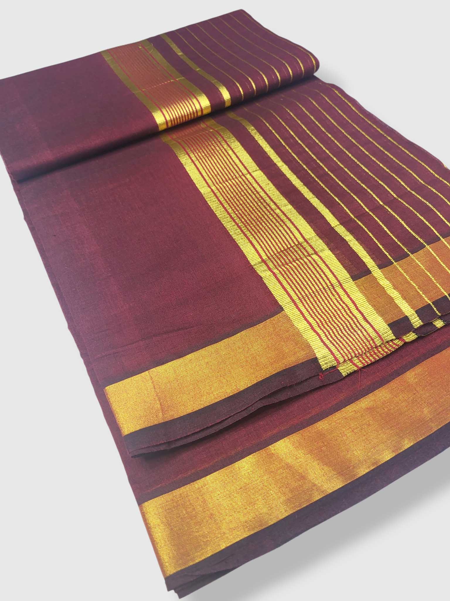 Premium Wedding Handloom Balaramapuram Unaakupaavu Kasavu Mundu for Men