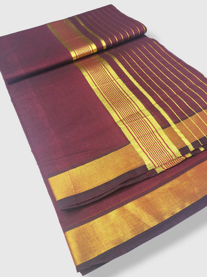Premium Wedding Handloom Balaramapuram Unaakupaavu Kasavu Mundu for Men