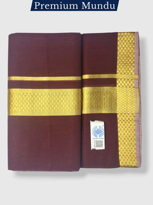 Premium Wedding Handloom Balaramapuram Unaakupaavu Kasavu Mundu for Men