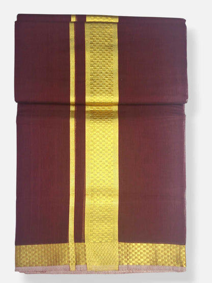 Premium Wedding Handloom Balaramapuram Unaakupaavu Kasavu Mundu for Men