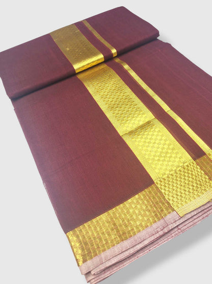 Premium Wedding Handloom Balaramapuram Unaakupaavu Kasavu Mundu for Men