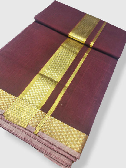 Premium Wedding Handloom Balaramapuram Unaakupaavu Kasavu Mundu for Men